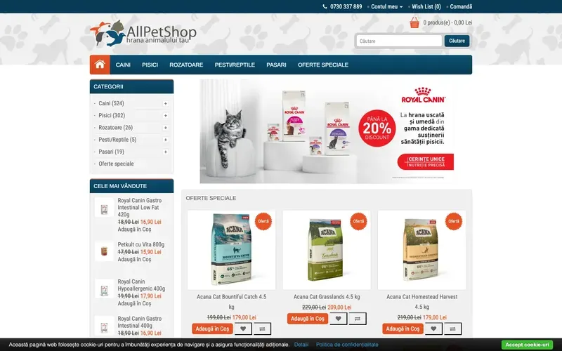 AllPetShop - website screenshot