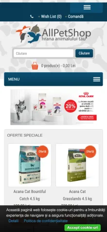 AllPetShop - mobile version