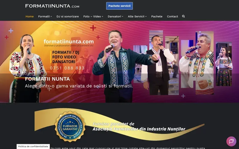 Formații Nuntă - website screenshot
