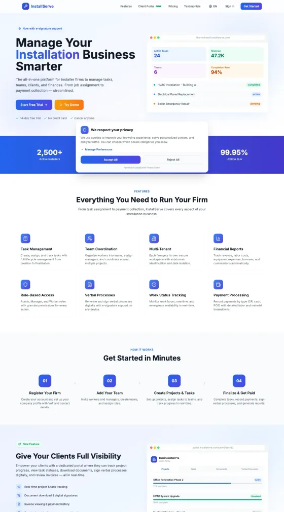 InstallServe: dispatching and jobs