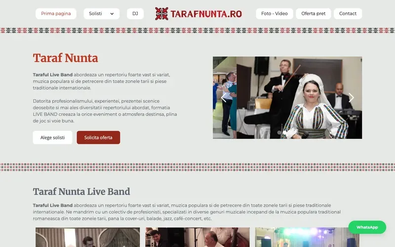 Taraf Nuntă - website screenshot
