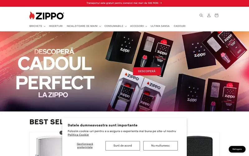 Zippo România - website screenshot
